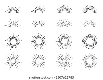 Sun line vector illustration set background frame