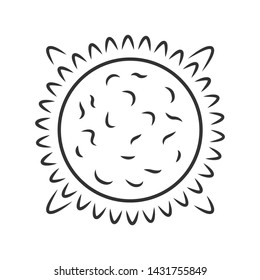Sun linear icon. Star in Solar System center. Solar activity study. Space exploration. Astronomy, astrology. Thin line illustration. Contour symbol. Vector isolated outline drawing. Editable stroke