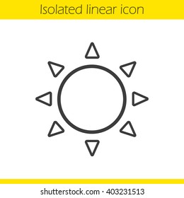 Sun linear icon. Summer weather thin line illustration. International Sun Day. Sunshine contour symbol. Vector isolated outline drawing