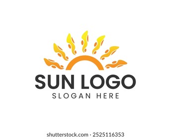 Sun Logo with Abstract Rays for Energy, Warmth, and Summer. Sun vector Logo design.