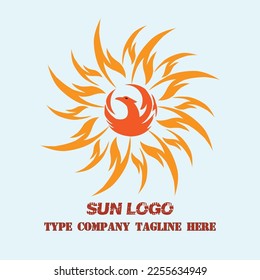 SUN LOGO WITH BIRD UNIQUE DESIGN