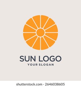 Das Sun Logo ist hellorange mit kreisförmigen Radialen