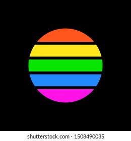 Sun logo. Colorful stripes symbol of sun