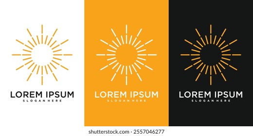 Sun logo design. Abstract geometric sunburst. Premium Vector