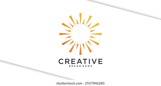 Sun logo design. Abstract geometric sunburst. Premium Vector