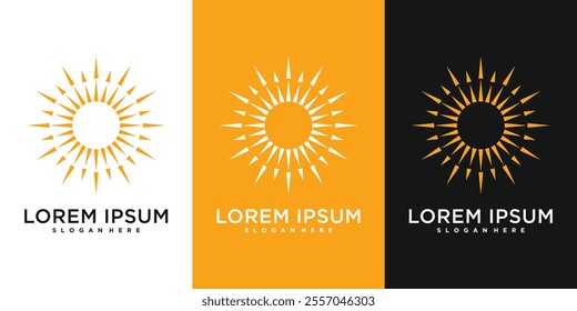 Sun logo design. Abstract geometric sunburst. Premium Vector