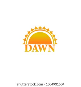 sun logo design of dawn with shine bright and yellow color