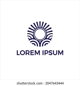 Sun logo design with line art style for your brand identity