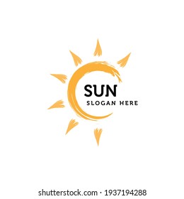 sun logo design paint brush stroke icon sign symbol vector template