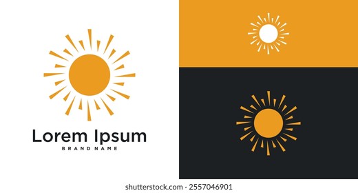 Sun logo design with simple shape. Premium Vector