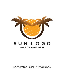 sun logo design. summer sign or symbol. sun icon vector. illustration element.