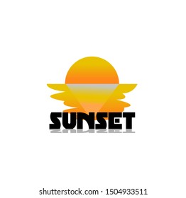 sun logo design of sunset with shine bright and yellow color