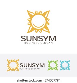 Sun logo design. Sunshine, Spa and Treatment logo concept. Vector logo template