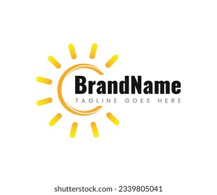 Sun logo design template. Sun illustration logo vector icon template