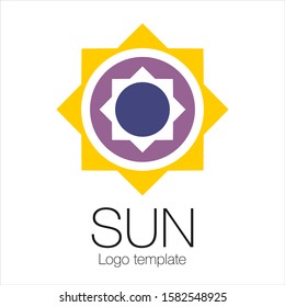 Sun logo design template. travel logo pin location on map icon trip holiday. vector illustration.