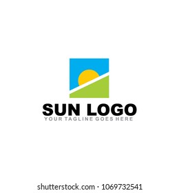 Sun logo design vector icon
