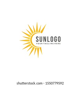 Sun logo design vector with shine bright template