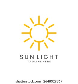 Sun logo design with yellow rays and lines for energy or nature