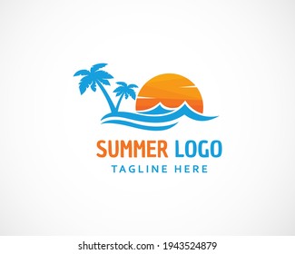 sun logo energy creative logo summer day beach creative logo