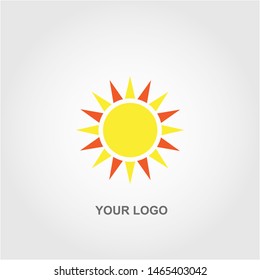 sun logo. flat color template design vector