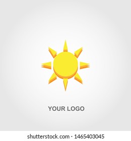 sun logo. flat color template design vector