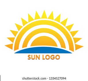 Sun logo, flat design, simple color image