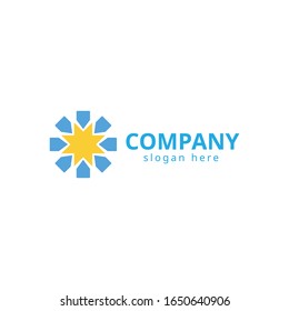 sun logo, flower logo illustration vector eps 10