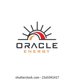 sun logo, with a glowing semicircle line