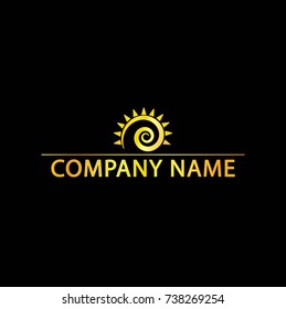 Sun Logo With Golden Effect, Eps8 File, Vector, Illustration