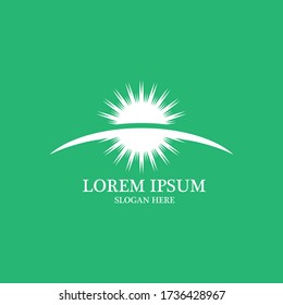 a sun logo in green background