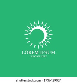 a sun logo in green background