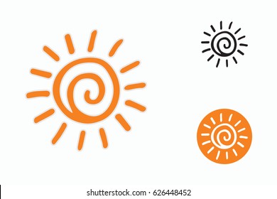 Sun Logo. Hand drawn sun icon. 