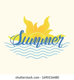 Sun logo with hand lettering. Vector design template logo.