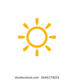 Sun Logo With Hollow Center And Petal Rays. Great For Summer Branding, Vacation Projects, June-July Weather Logos, And Nature-Based Identities. Vector Illustration.