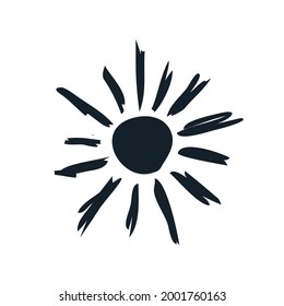 Sun logo icon sign Lights rays of a sun symbol Black emblem Hand drawn sketch Cartoon doodle design Natural style Fashion print clothes apparel greeting invitation card banner poster flyer cover ad
