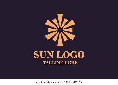 sun logo and sun icon vector design template.