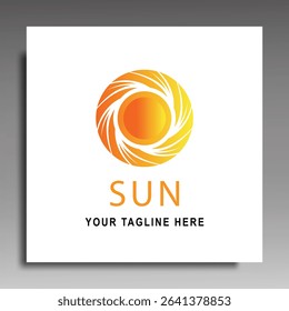 Sun logo and icon vector design template. Illustrator vector with white background
