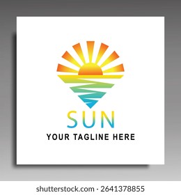 Sun logo and icon vector design template. Illustrator vector with white background
