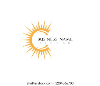sun Logo Icon Vector Template.Sun over horizon