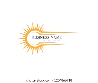 sun Logo Icon Vector Template.Sun over horizon
