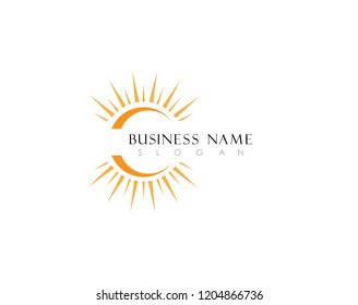 sun Logo Icon Vector Template.Sun over horizon