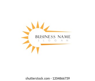 sun Logo Icon Vector Template.Sun over horizon