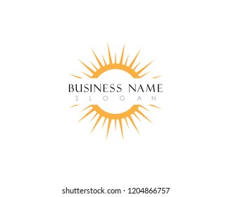 sun Logo Icon Vector Template.Sun over horizon