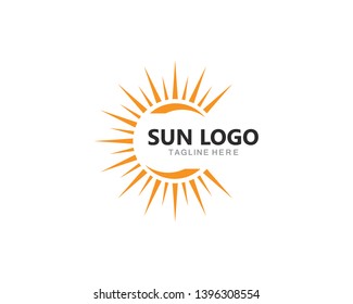 sun Logo Icon Vector Template.Sun over horizon