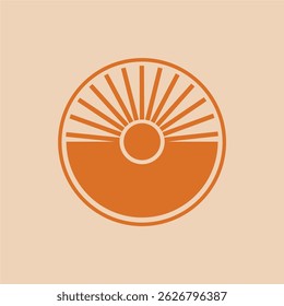 Das Sonnenlogo zeigt hauptsächlich die aufgehende oder untergehende Sonne.
