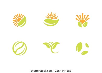 Sun Logo Leaf vector template.
