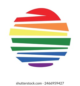 Sun or logo with lgbtq colors on white background square size