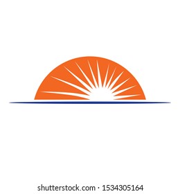 Sun logo. Light of Sunrise. Vector image.