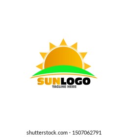 sun logo with nature shine icon and sunny star symbol