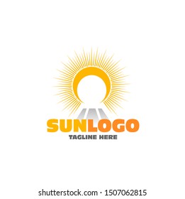 sun logo with nature shine icon and sunny star symbol